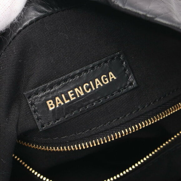 Balenciaga Crush Tote Shoulder Bag Leather Black - Picture 4 of 5